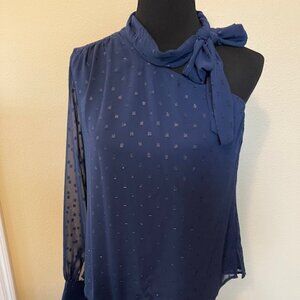 1. State Women's Tie-Neck Long-Sleeve Silk Blouse (One Sleeve)